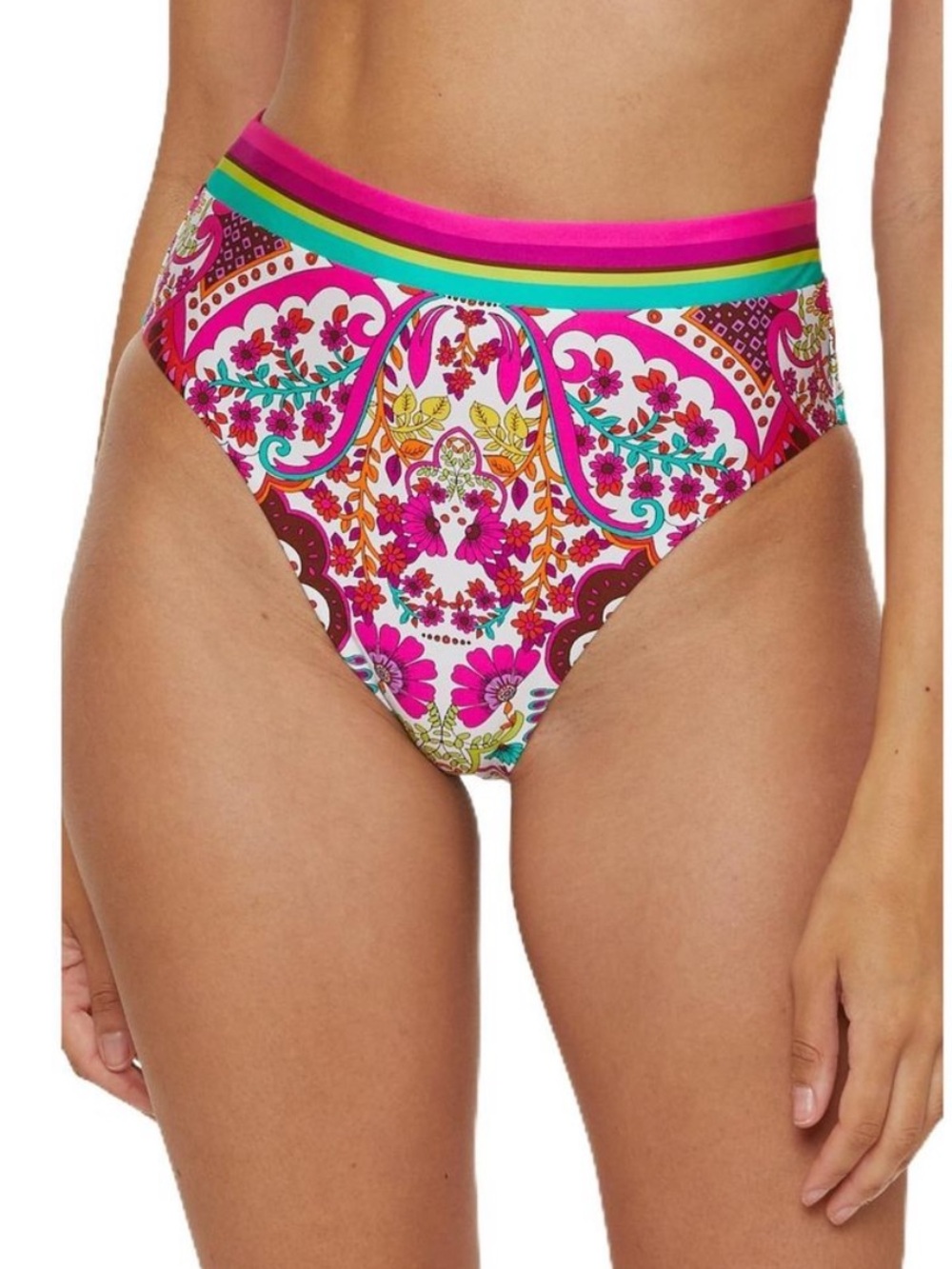 Trina Turk Hawaiian Garden Print Bikini Bottom NWT Sz 12 Ret $94